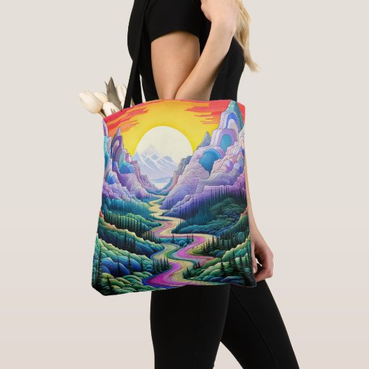 Schattigee Abstracte Schilderachtig landschapsillu Tote Bag (Dichtbij)