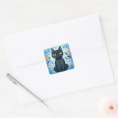 Schattigee Abstracte zwarte kat in Herfst Tones Vierkante Sticker (Envelop)