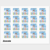 Schattigee achtertuin kleding lijn Baby shower Sti Vierkante Sticker (Vel)