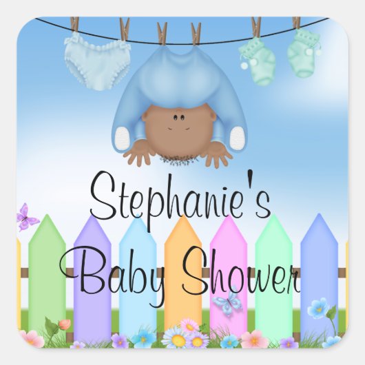 Schattigee achtertuin kleding lijn Baby shower Sti Vierkante Sticker (Voorkant)
