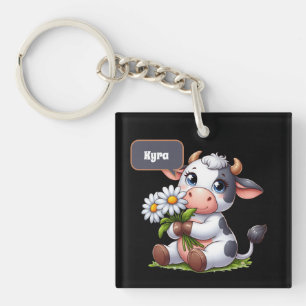 Schattigee add name koe liefhebbers sleutelhanger