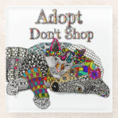 Schattigee adoptie van honden en katten glazen onderzetter (Voorkant)