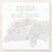 Schattigee adoptie van honden en katten glazen onderzetter (Achterkant)