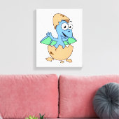 Schattigee afbeelding van een Baby-pterodactylus. Canvas Afdruk (Insitu (Woonkamer))