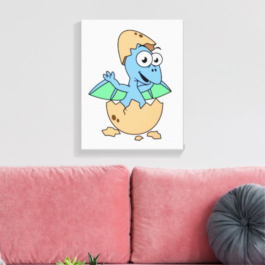 Schattigee afbeelding van een Baby-pterodactylus. Canvas Afdruk (Insitu (Woonkamer))
