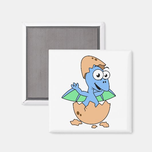 Schattigee afbeelding van een Baby-pterodactylus. Magneet (Voorkant / Achterkant)