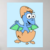 Schattigee afbeelding van een Baby-pterodactylus. Poster (Voorkant)