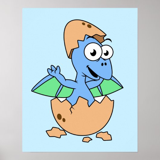 Schattigee afbeelding van een Baby-pterodactylus. Poster (Voorkant)
