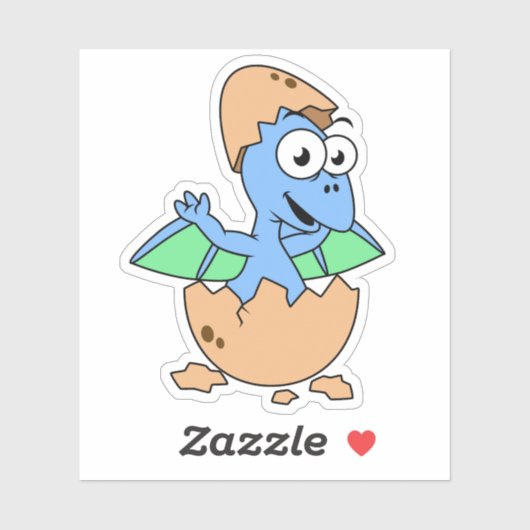 Schattigee afbeelding van een Baby-pterodactylus. Sticker (Vel)