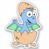 Schattigee afbeelding van een Baby-pterodactylus. Sticker (Voorkant)