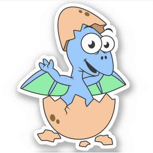 Schattigee afbeelding van een Baby-pterodactylus. Sticker (Voorkant)