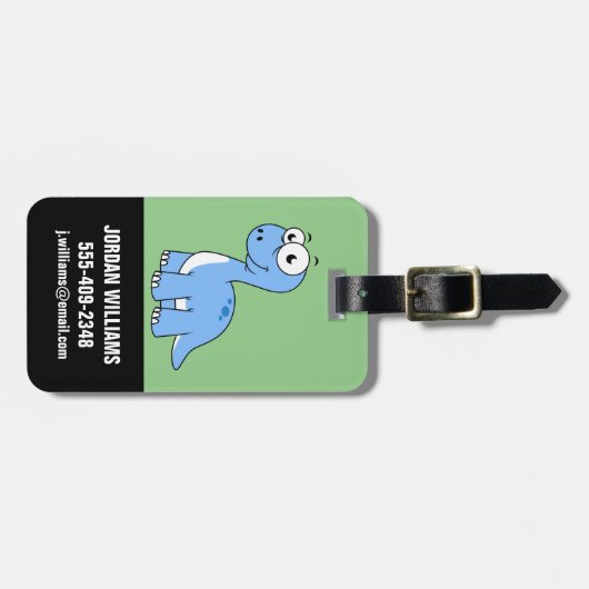 Schattigee afbeelding van een brontosaurus. bagagelabel (Voorkant horizontaal)