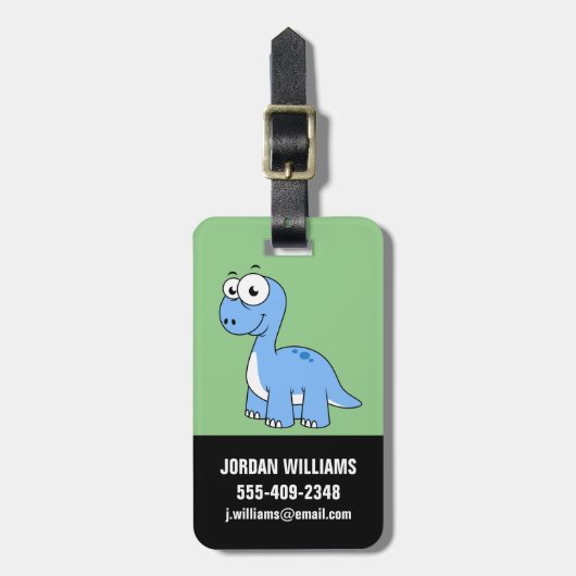 Schattigee afbeelding van een brontosaurus. bagagelabel (Voorkant verticaal)