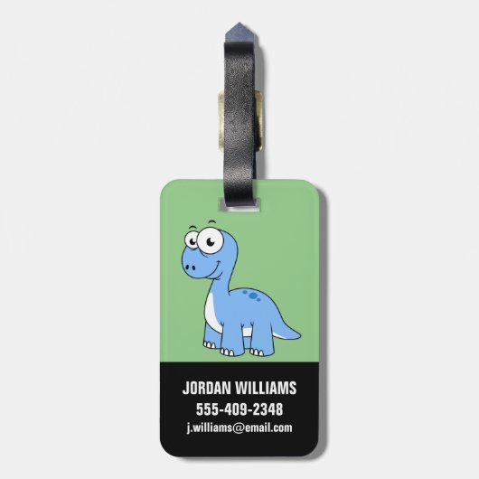 Schattigee afbeelding van een brontosaurus. bagagelabel (Achterkant verticaal)