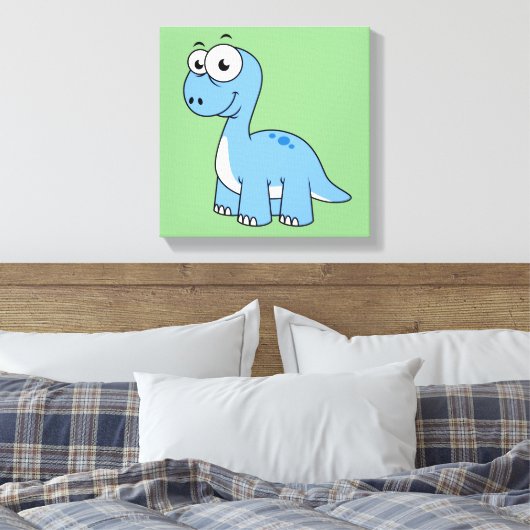 Schattigee afbeelding van een brontosaurus. canvas afdruk (Insitu (Slaapkamer))