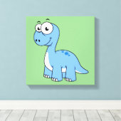 Schattigee afbeelding van een brontosaurus. canvas afdruk (Insitu (Houten vloer))