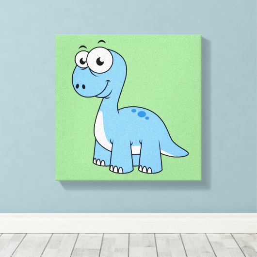 Schattigee afbeelding van een brontosaurus. canvas afdruk (Insitu (Houten vloer))