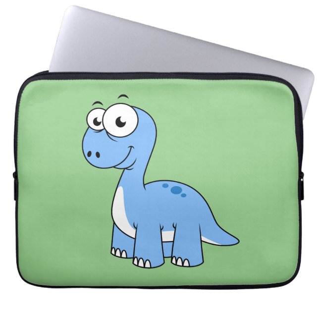 Schattigee afbeelding van een brontosaurus. laptop sleeve (Voorkant)