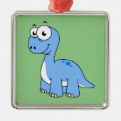 Schattigee afbeelding van een brontosaurus. metalen ornament (Voorkant)
