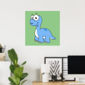 Schattigee afbeelding van een brontosaurus. poster (Thuiskantoor)