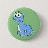 Schattigee afbeelding van een brontosaurus. ronde button 5,7 cm (Voorkant)