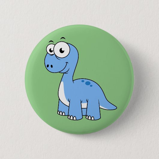 Schattigee afbeelding van een brontosaurus. ronde button 5,7 cm (Voorkant)