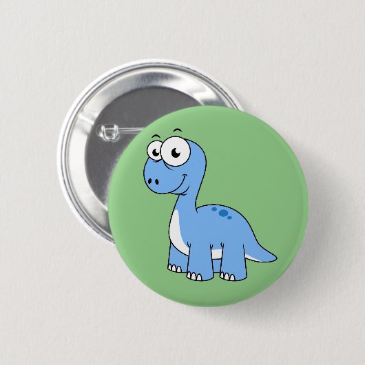 Schattigee afbeelding van een brontosaurus. ronde button 5,7 cm (Voorkant /achterkant)