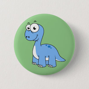 Schattigee afbeelding van een brontosaurus. ronde button 5,7 cm