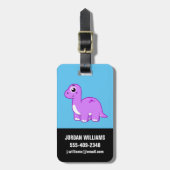 Schattigee afbeelding van een brontosaurusdinosaur bagagelabel (Voorkant verticaal)