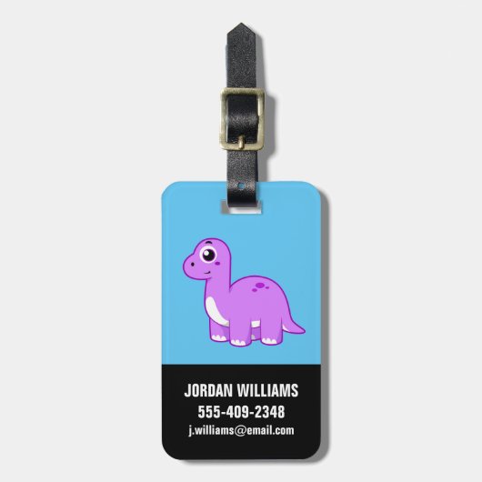 Schattigee afbeelding van een brontosaurusdinosaur bagagelabel (Voorkant verticaal)