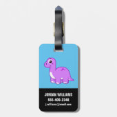 Schattigee afbeelding van een brontosaurusdinosaur bagagelabel (Achterkant verticaal)