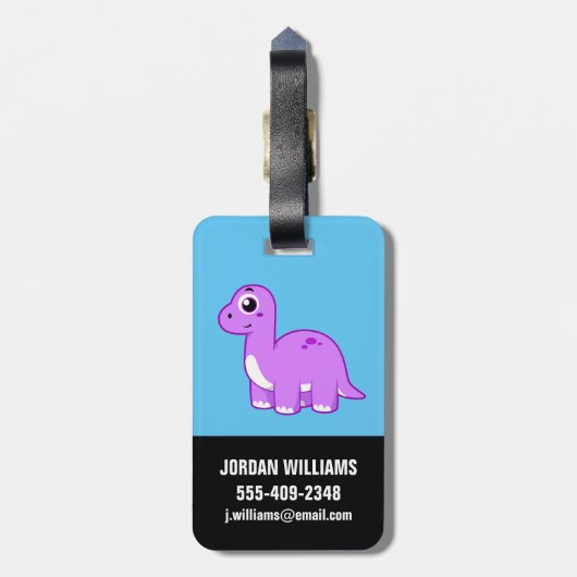 Schattigee afbeelding van een brontosaurusdinosaur bagagelabel (Achterkant verticaal)