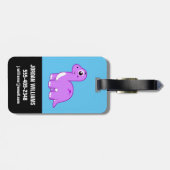 Schattigee afbeelding van een brontosaurusdinosaur bagagelabel (Achterkant horizontaal)