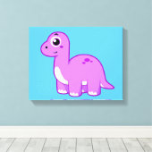 Schattigee afbeelding van een brontosaurusdinosaur canvas afdruk (Insitu (Houten vloer))