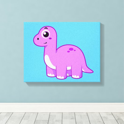 Schattigee afbeelding van een brontosaurusdinosaur canvas afdruk (Insitu (Houten vloer))