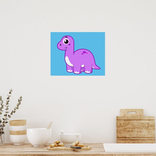 Schattigee afbeelding van een brontosaurusdinosaur poster (Keuken)