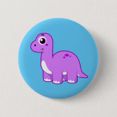 Schattigee afbeelding van een brontosaurusdinosaur ronde button 5,7 cm (Voorkant)