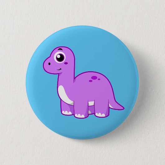 Schattigee afbeelding van een brontosaurusdinosaur ronde button 5,7 cm (Voorkant)