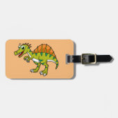 Schattigee afbeelding van een lachende spinosaurus bagagelabel (Voorkant horizontaal)