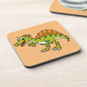 Schattigee afbeelding van een lachende spinosaurus bier onderzetter (Linkerzijde)