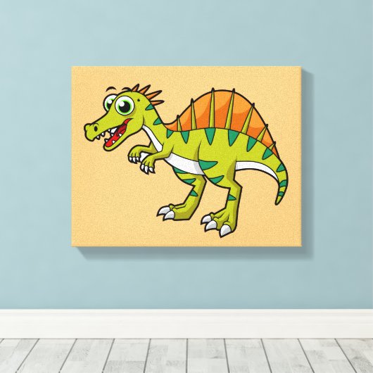 Schattigee afbeelding van een lachende spinosaurus canvas afdruk (Insitu (Houten vloer))