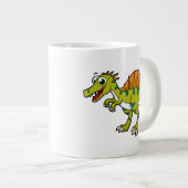 Schattigee afbeelding van een lachende spinosaurus grote koffiekop (Voorkant rechts)