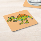 Schattigee afbeelding van een lachende spinosaurus kartonnen onderzetters (Schuin)