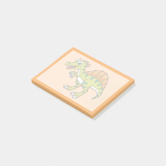 Schattigee afbeelding van een lachende spinosaurus post-it® notes (Schuin)
