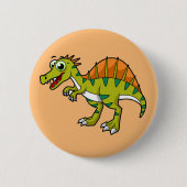 Schattigee afbeelding van een lachende spinosaurus ronde button 5,7 cm (Voorkant)