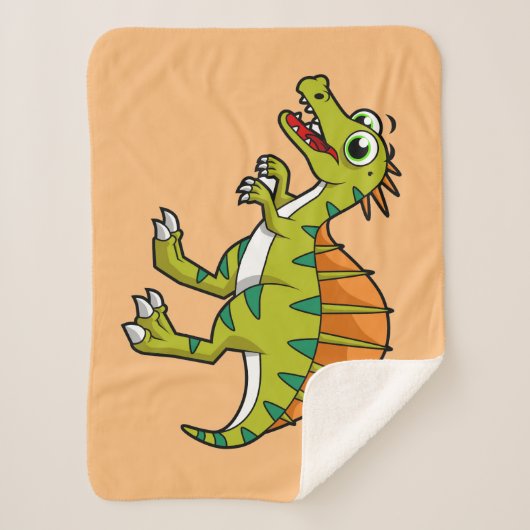 Schattigee afbeelding van een lachende spinosaurus sherpa deken (Voorkant)