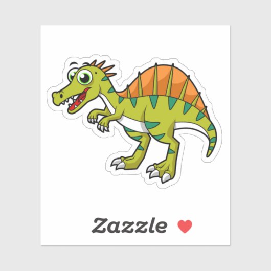 Schattigee afbeelding van een lachende spinosaurus sticker (Vel)