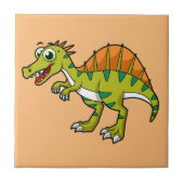Schattigee afbeelding van een lachende spinosaurus tegeltje (Voorkant)