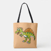 Schattigee afbeelding van een lachende spinosaurus tote bag (Achterkant)