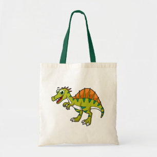 Schattigee afbeelding van een lachende spinosaurus tote bag